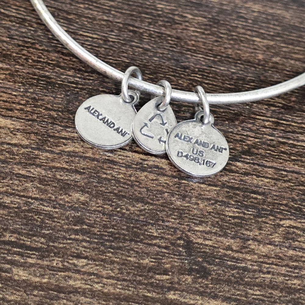 Alex and Ani Silver Charm Bracelet with Cross and Symbols - Picture 3 of 3